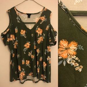 Cold Shoulder Hawaiian Flower Top